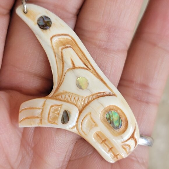 Native American Patty Fawn Cherokee carved ivory orca brother print shaman sharm - Picture 2 of 16